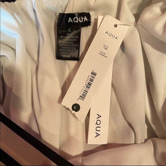 Aqua striped cropped wide leg high rise w/ side slit leg pull on pants - Picture 4 of 9